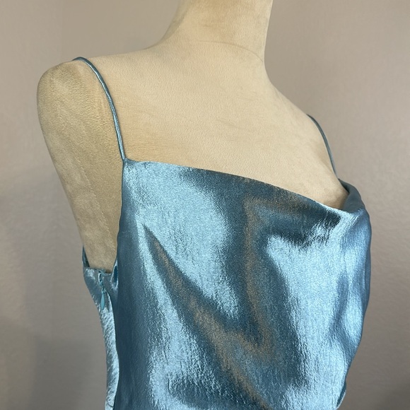 Sachin & Babi Jennings Ruched Hammered Satin Side Slit Gown SIZE 4 NWT - Picture 7 of 12